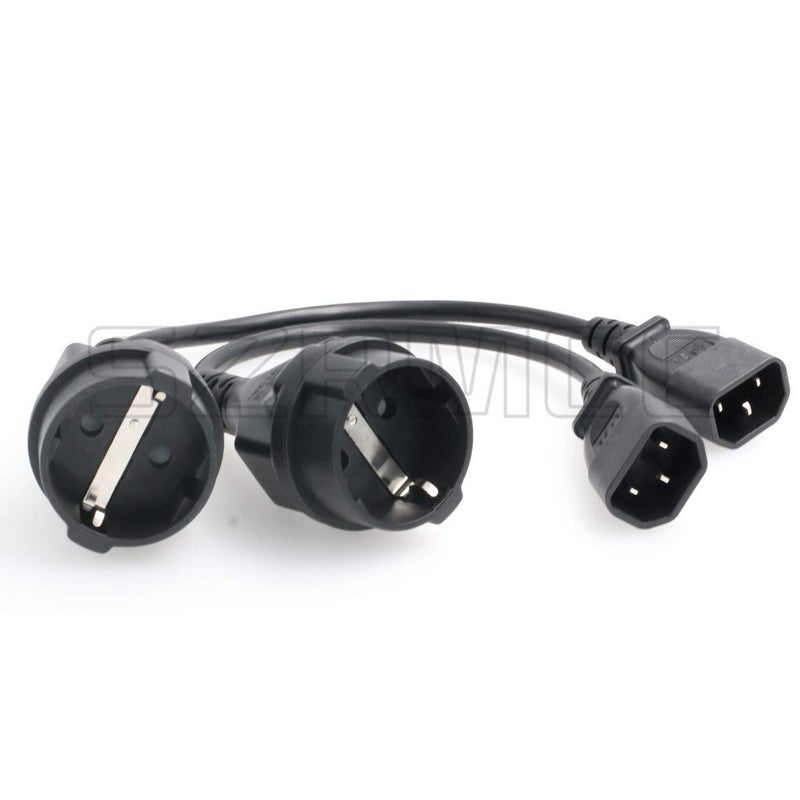SZRMCC UPS PDU Power Cord IEC 320 C14 Plug Adapter to Convert Europe CEE7/7 Schuko Socket,IEC320 C14 Male to Europe Female Socket Short Adapter Cable (2pcs) - Image 2
